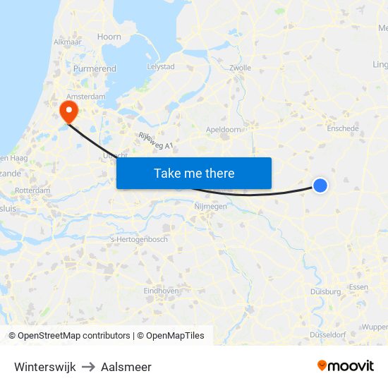 Winterswijk to Aalsmeer map