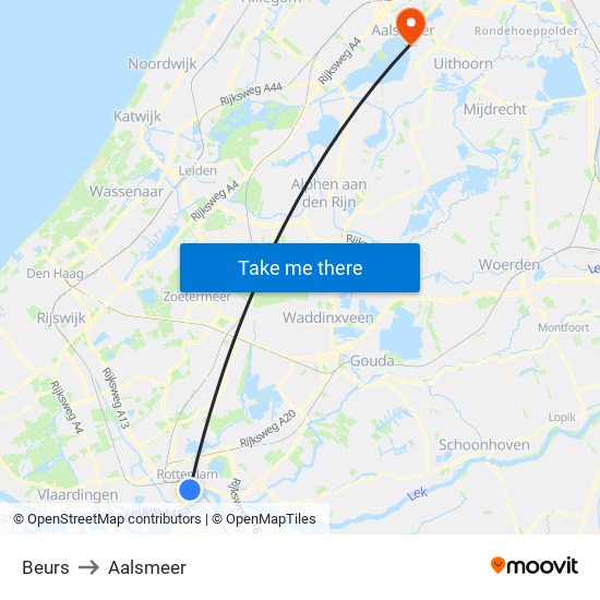 Beurs to Aalsmeer map