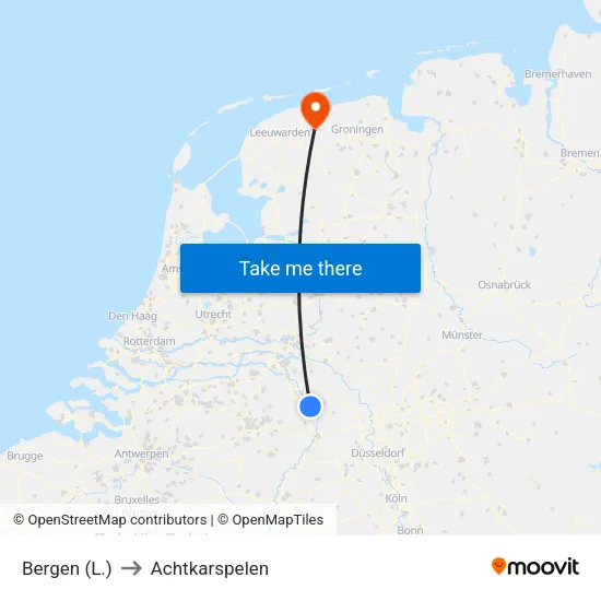 Bergen (L.) to Achtkarspelen map