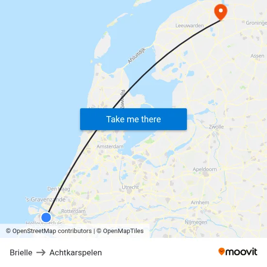 Brielle to Achtkarspelen map