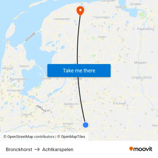 Bronckhorst to Achtkarspelen map
