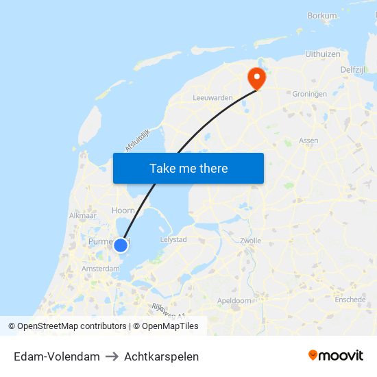 Edam-Volendam to Achtkarspelen map