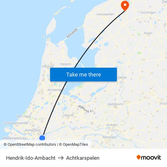 Hendrik-Ido-Ambacht to Achtkarspelen map