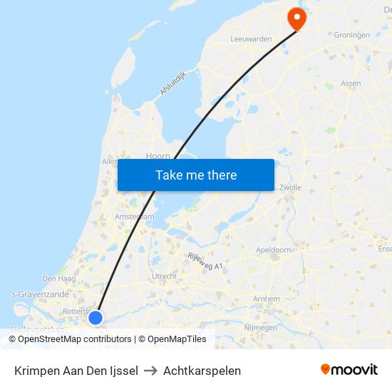 Krimpen Aan Den Ijssel to Achtkarspelen map