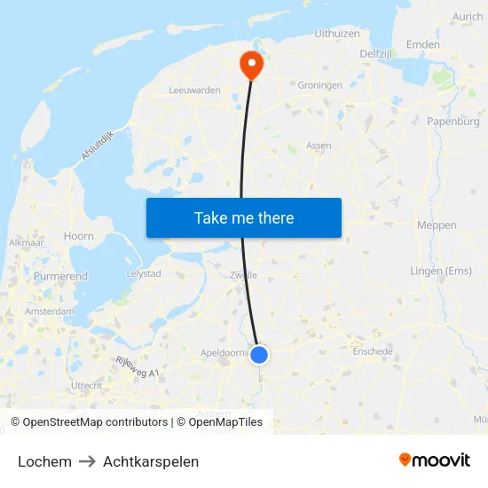 Lochem to Achtkarspelen map