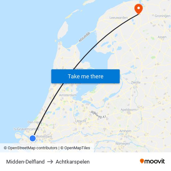 Midden-Delfland to Achtkarspelen map