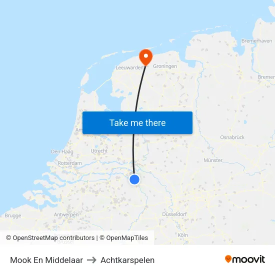 Mook En Middelaar to Achtkarspelen map