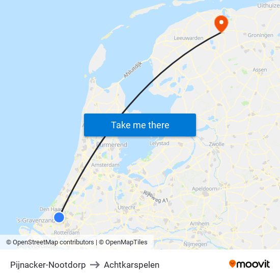 Pijnacker-Nootdorp to Achtkarspelen map