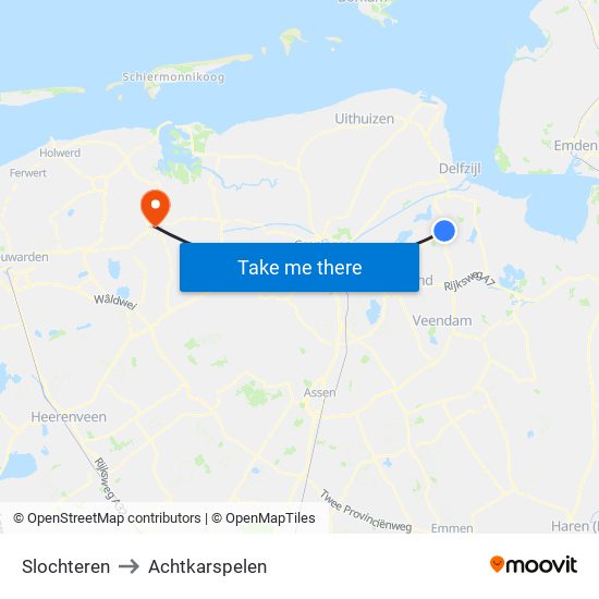 Slochteren to Achtkarspelen map