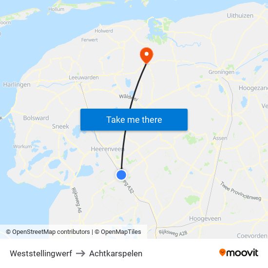 Weststellingwerf to Achtkarspelen map