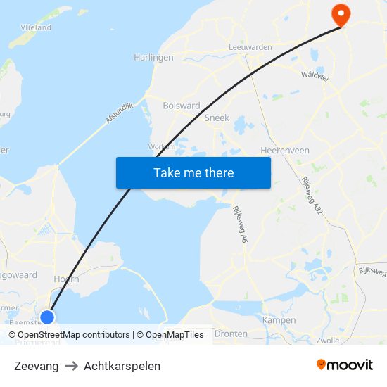Zeevang to Achtkarspelen map