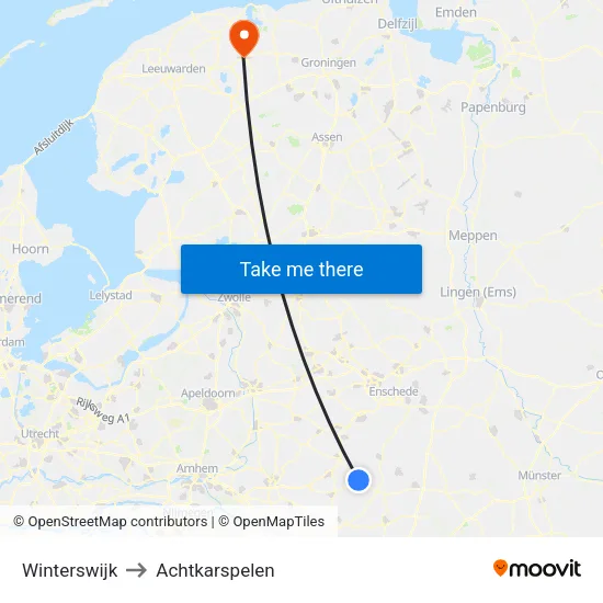 Winterswijk to Achtkarspelen map