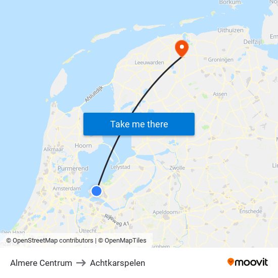 Almere Centrum to Achtkarspelen map
