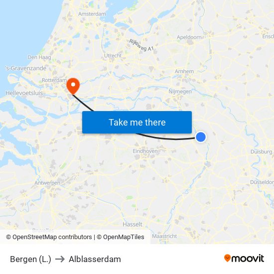 Bergen (L.) to Alblasserdam map