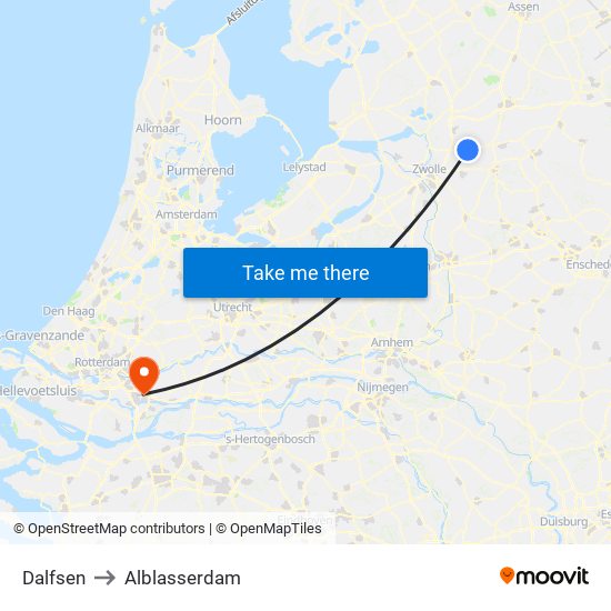 Dalfsen to Alblasserdam map