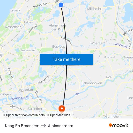 Kaag En Braassem to Alblasserdam map