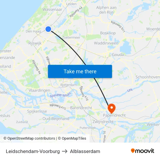 Leidschendam-Voorburg to Alblasserdam map