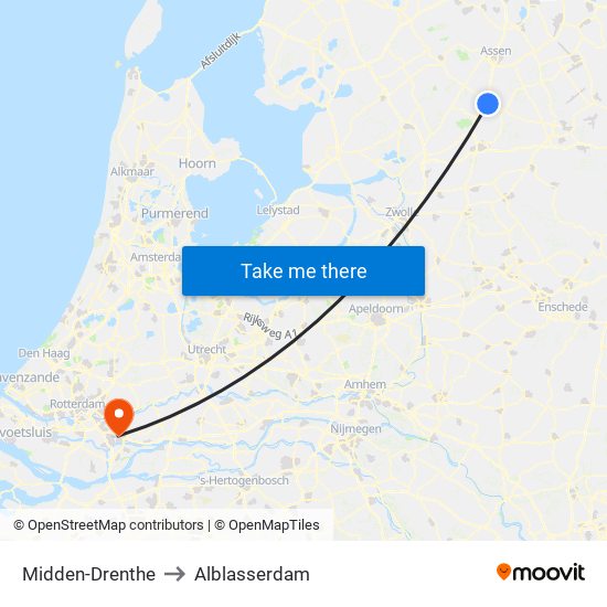 Midden-Drenthe to Alblasserdam map