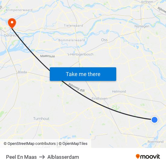 Peel En Maas to Alblasserdam map