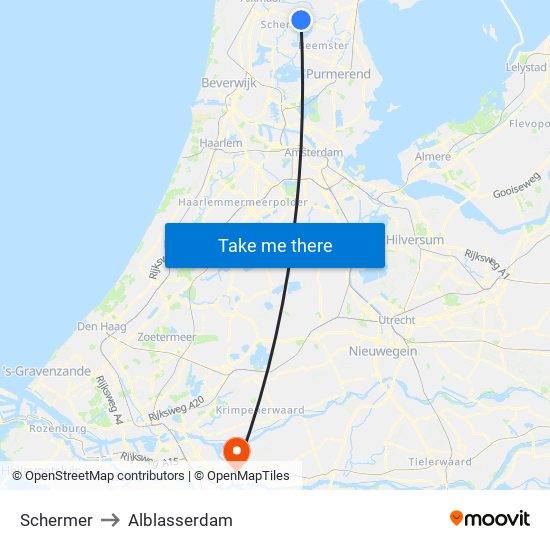 Schermer to Alblasserdam map