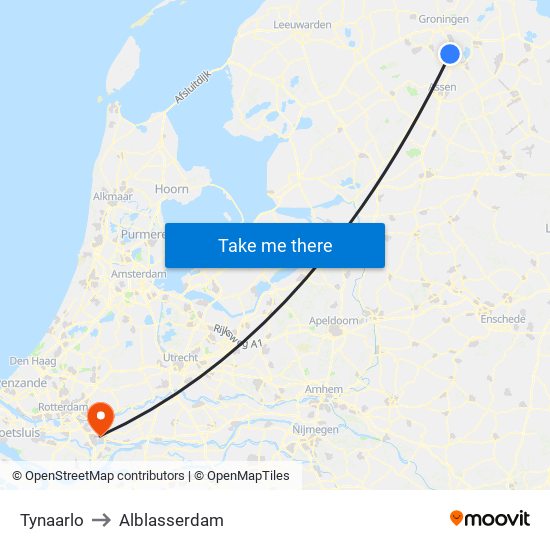 Tynaarlo to Alblasserdam map