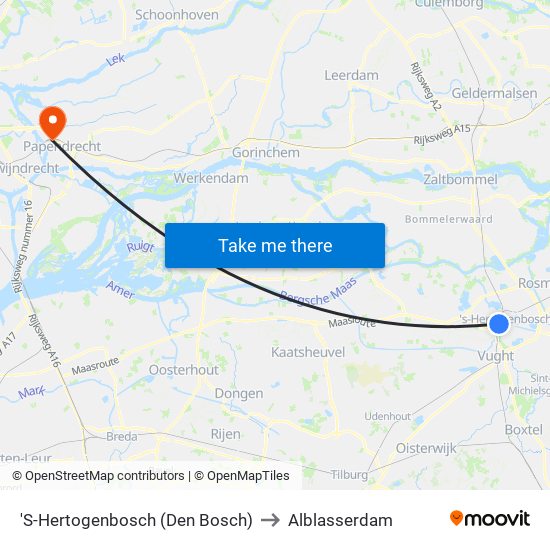 'S-Hertogenbosch (Den Bosch) to Alblasserdam map