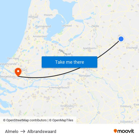 Almelo to Albrandswaard map