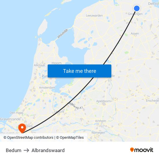 Bedum to Albrandswaard map