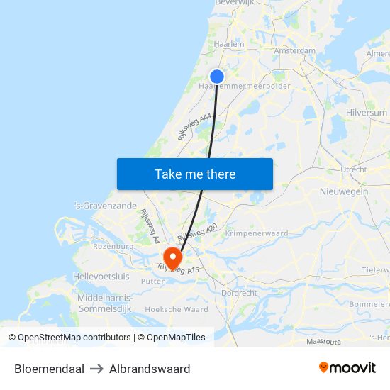 Bloemendaal to Albrandswaard map