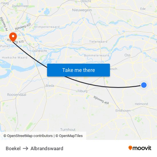 Boekel to Albrandswaard map