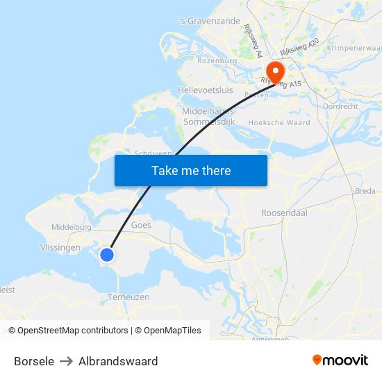 Borsele to Albrandswaard map