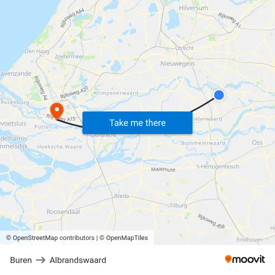 Buren to Albrandswaard map