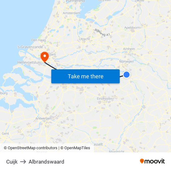 Cuijk to Albrandswaard map