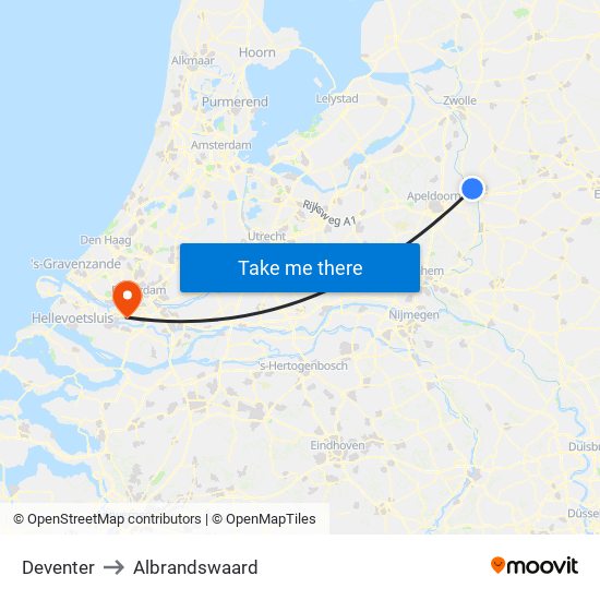 Deventer to Albrandswaard map