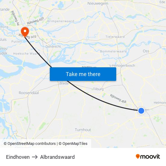 Eindhoven to Albrandswaard map