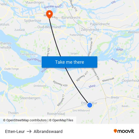 Etten-Leur to Albrandswaard map