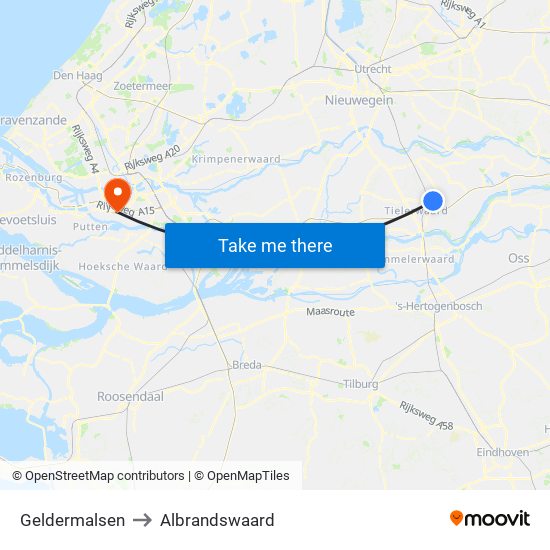 Geldermalsen to Albrandswaard map