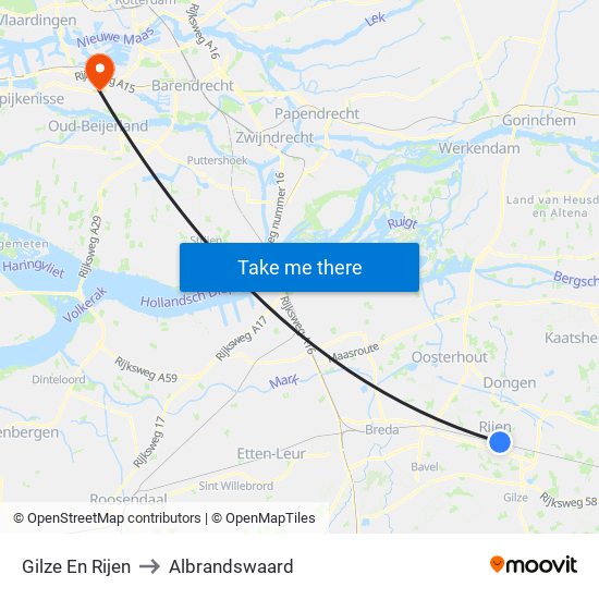 Gilze En Rijen to Albrandswaard map