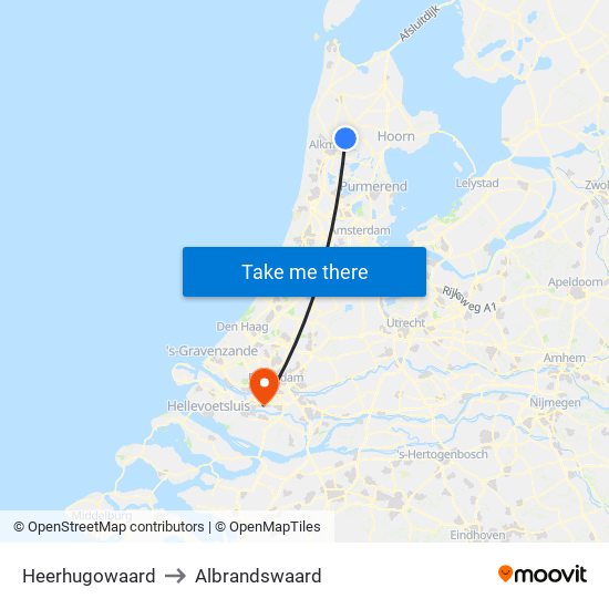 Heerhugowaard to Albrandswaard map