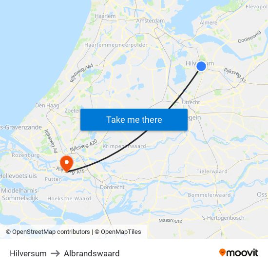 Hilversum to Albrandswaard map