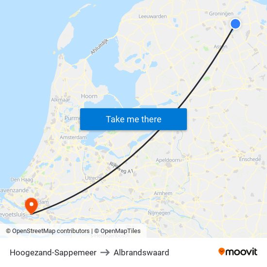 Hoogezand-Sappemeer to Albrandswaard map