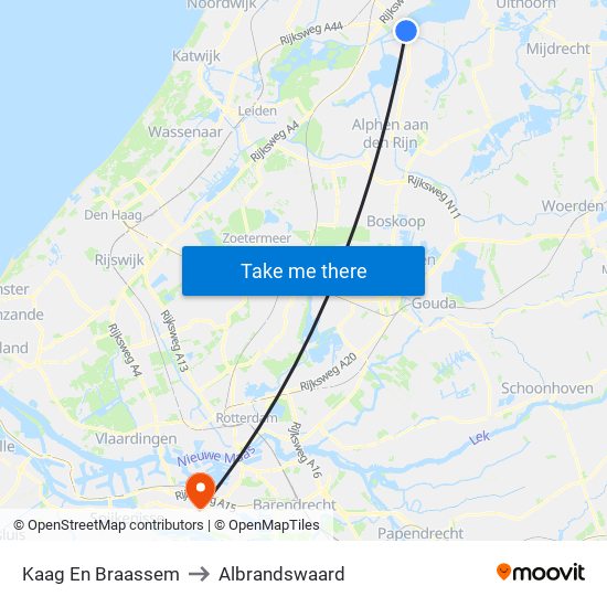 Kaag En Braassem to Albrandswaard map