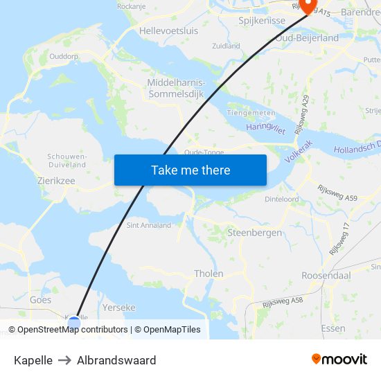 Kapelle to Albrandswaard map