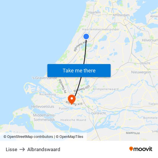 Lisse to Albrandswaard map