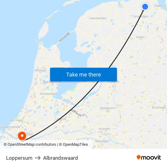Loppersum to Albrandswaard map
