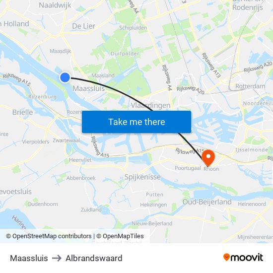 Maassluis to Albrandswaard map
