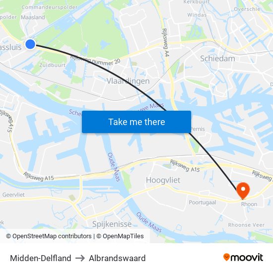 Midden-Delfland to Albrandswaard map