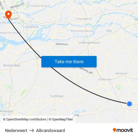 Nederweert to Albrandswaard map