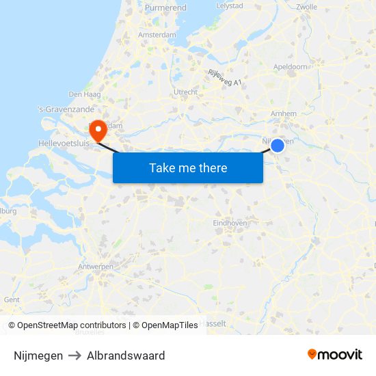 Nijmegen to Albrandswaard map