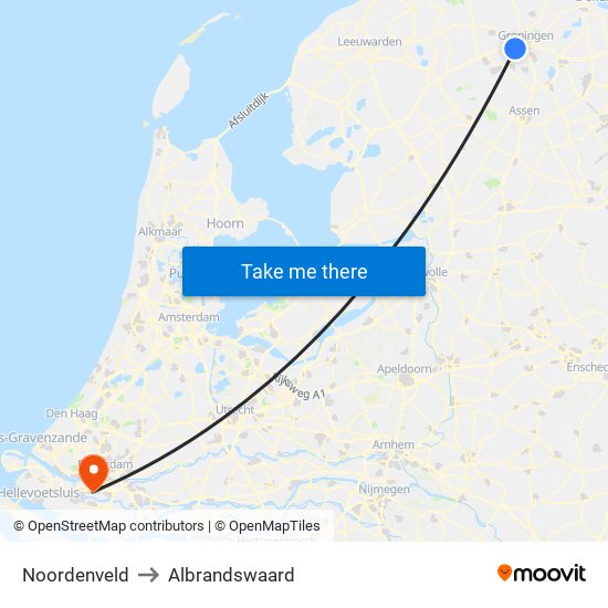 Noordenveld to Albrandswaard map